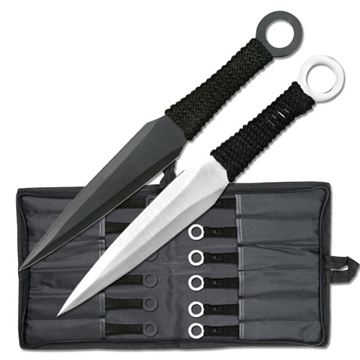 Picture of Black and Silver Kunai Throwing Knife Set