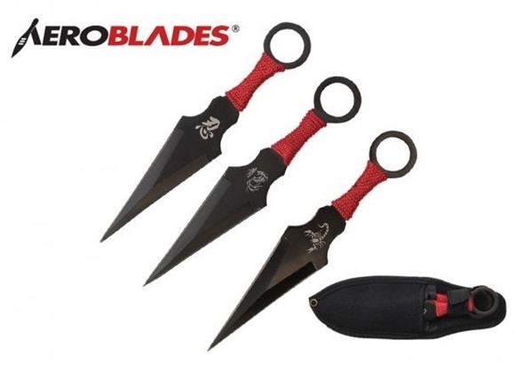 Picture of Scorpion, Kanji, and Dragon Kunai Throwing Knives